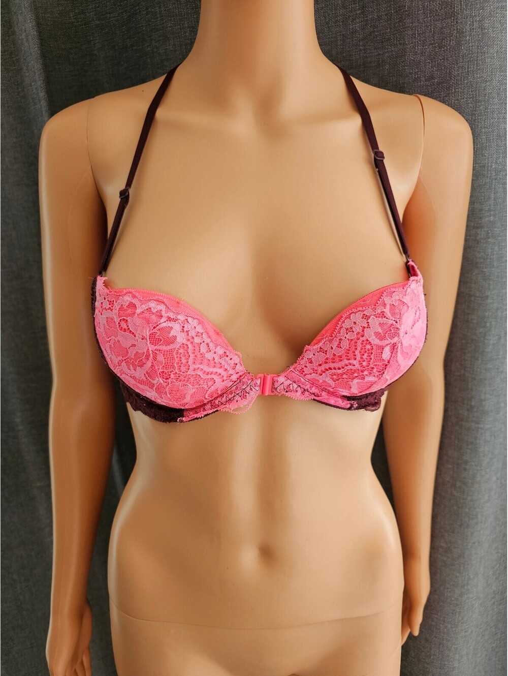 Victoria's Secret PINK Lace Push-Up Bra Size 34A Pink and Brown